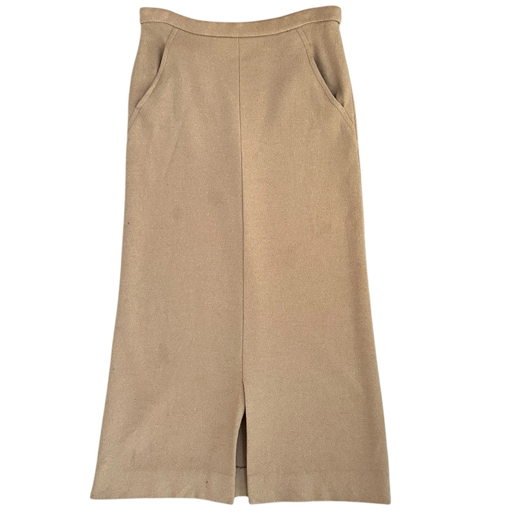 Vintage Bleyle West Germany Wool Skirt Camel Midi Size 10 Pockets